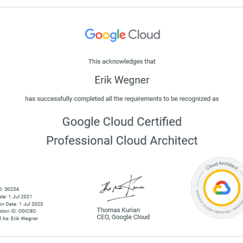 Professional Cloud Architect Certificate